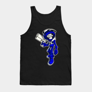 Blue Skeleton Astronaut Tank Top